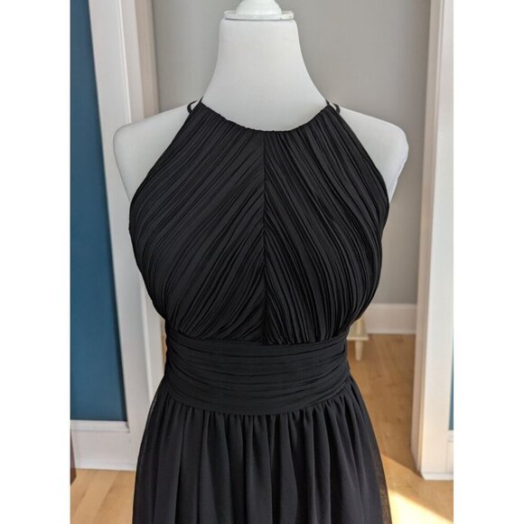 Bill Levkoff Black Formal Chiffon Pleated Dress Size 8 - Picture 4 of 13
